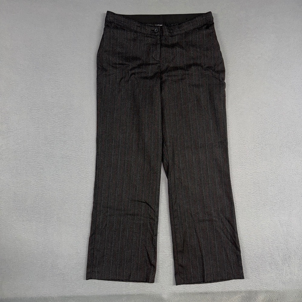 Lane Bryant Pants Womens 14 Black Pinstripe Wide Straight Leg Dress Trousers
